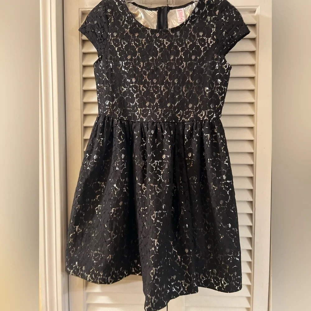 Justice black lace girls holiday dress size 12